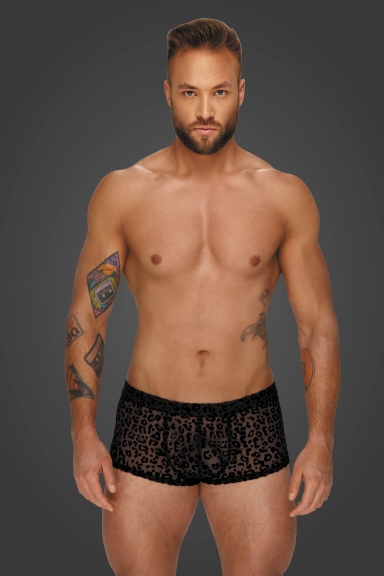 Boxer léopard homme - Noir Handmade