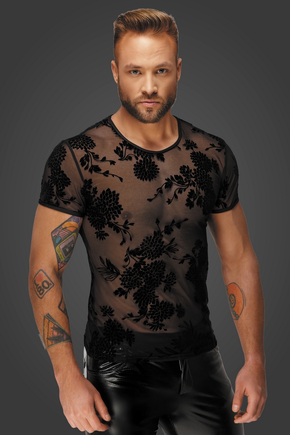 T-shirt transparent floral - Noir Handmade