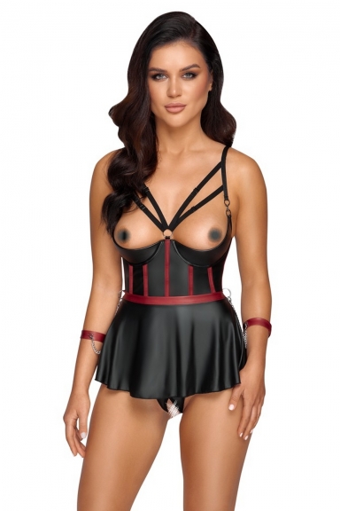 Ensemble top peplum ouvert - Cottelli Bondage