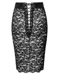 Jupe crayon avec dentelle - Noir Handmade