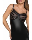 Robe wetlook poitrine transparente - Noir Handmade
