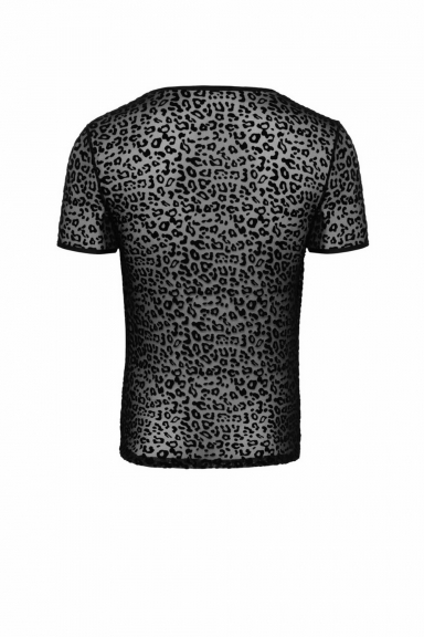 T-shirt floqué léopard homme - Noir Handmade