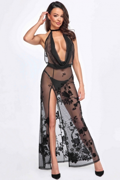 Robe longue Divinity - Noir Handmade