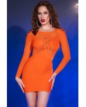 Robe stretch ajourée orange - Chilirose