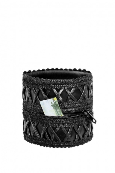 Bracelet wetlook avec zip - Noir Handmade