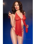 Nuisette ouverte sensuelle en tulle avec string et fouet - Chilirose