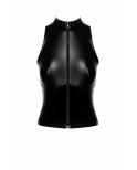 Top court ouvert à col haut en wetlook Collection ProjectFetish - Noir Handmade