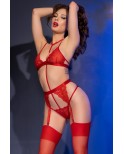 Ensemble porte jarretelles et dentelle rouge - Chilirose Ensemble porte jarretelles et dentelle rouge - Chilirose