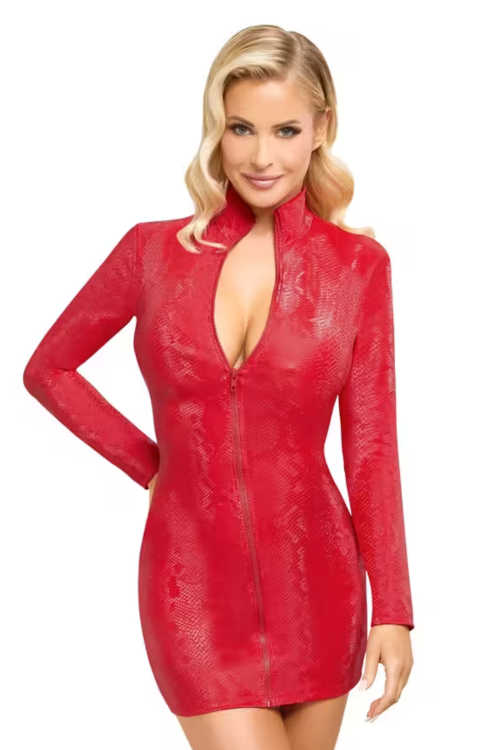 Robe à manches rouge serpent - Cottelli