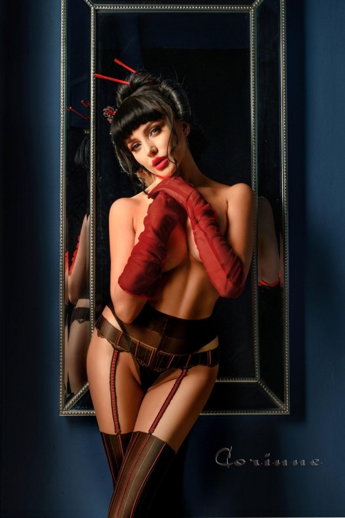 Collant ouvert à rayures effet porte-jarretelles - Ballerina