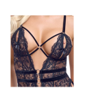 Body en dentelle fine ouvert avec jarretelles - Cottelli Body en dentelle fine ouvert avec jarretelles - Cottelli