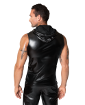 Débardeur en wetlook à capuche -Noir Handmade