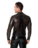 Veste ajourée en wetlook - Noir Handmade