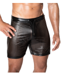 Short mi cuisse ajouré en wetlook - Noir Handmade Short mi cuisse ajouré en wetlook - Noir Handmade