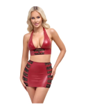 Ensemble top et jupe en wetlook rouge et dentelle - Cottelli Ensemble top et jupe en wetlook rouge et dentelle - Cottelli