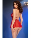 Nuisette rouge dentelle et string - Chilirose