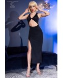 Robe longue noire à découpes - Chilirose