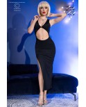 Robe longue noire à découpes - Chilirose