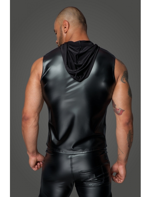 Top wetlook à capuche - Noir Handmade