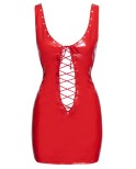 Robe vinyle rouge à laçages - Black Level