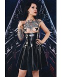 Robe vinyle poitrine ouverte et laçage - Demoniq