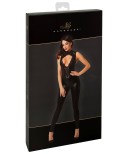 Catsuit sensuel dentelle et wetlook - Noir Handmade