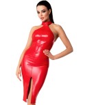 Robe longue wetlook rouge Orgia - Noir Handmade Robe longue wetlook rouge Orgia - Noir Handmade