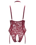 Body bijoux rouge foncé porte jarretelles - Cottelli Body bijoux rouge foncé porte jarretelles - Cottelli