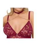 Body bijoux rouge foncé porte jarretelles - Cottelli Body bijoux rouge foncé porte jarretelles - Cottelli