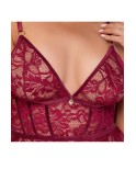 Nuisette rouge foncé dentelle - Cottelli