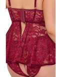 Nuisette rouge foncé dentelle - Cottelli