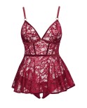 Nuisette rouge foncé dentelle - Cottelli