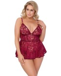 Nuisette rouge foncé dentelle - Cottelli