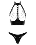 Ensemble Lingerie vinyle et chaines - Black Level