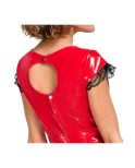 Robe courte vinyle rouge évasée et dentelle - Black Level Robe courte vinyle rouge évasée et dentelle - Black Level