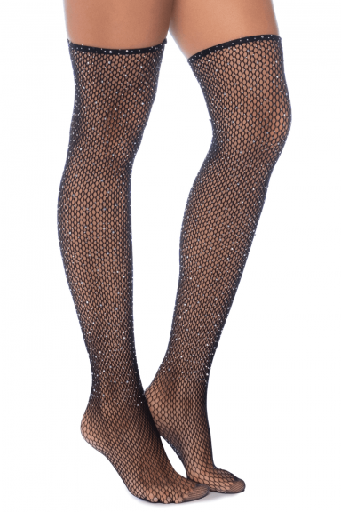 Bas résille noire avec strass - MAL1124BKRH