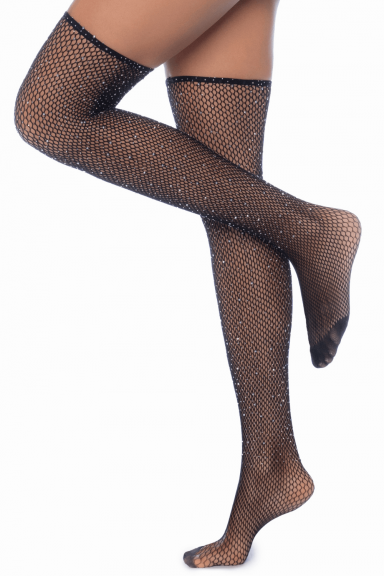 Bas résille noire avec strass - MAL1124BKRH