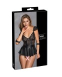Ensemble lingerie noir avec nuisette + accessoires - Cottelli Bondage