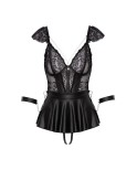 Ensemble lingerie noir avec nuisette + accessoires - Cottelli Bondage