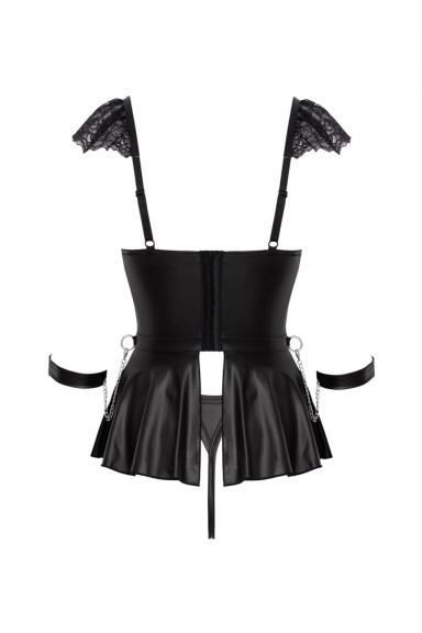 Ensemble lingerie noir avec nuisette + accessoires - Cottelli Bondage