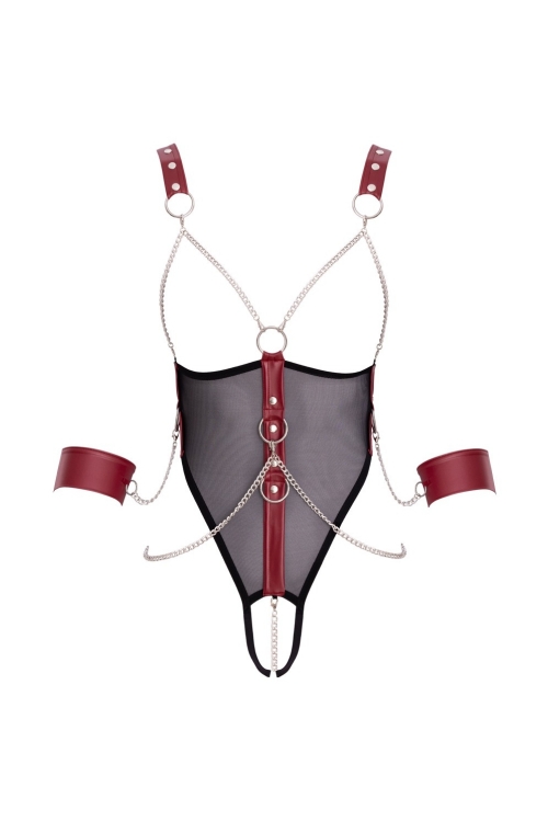 Body ouvert avec accessoires souples et chaînes amovibles - Cottelli Bondage