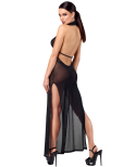 Robe Longue Double Fentes Onyx - Noir Handmade