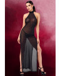 Robe Longue Double Fentes Onyx - Noir Handmade