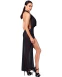 Robe longue drapée Onyx - Noir Handmade