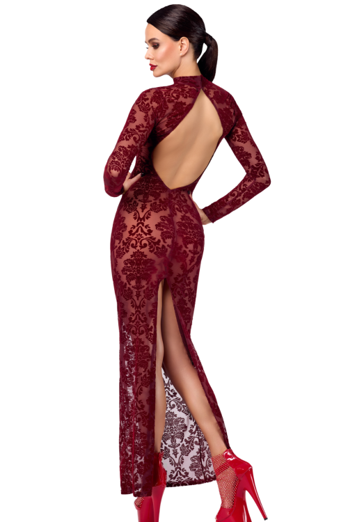 Robe longue Florale Bordeau Kink Royal - Noir Handmade