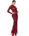 Robe longue Florale Bordeau Kink Royal - Noir Handmade