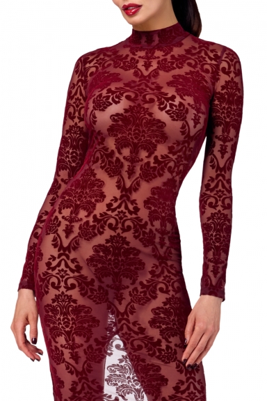 Robe longue Florale Bordeau Kink Royal - Noir Handmade