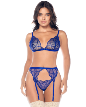 Ensemble bleu lingerie brodé
