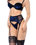 Ensemble lingerie 3 pièces en velours floral - Séduction luxueuse & glamour sophistiqué