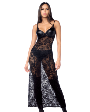 robe longue dentelle noire